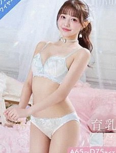 【ノンワイヤー】パステルリボンブルーム美胸脇高ブラジャー&フルバックショーツ