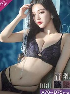 オールレースカットストリング美胸脇高ブラジャー&バック透けTバックショーツ