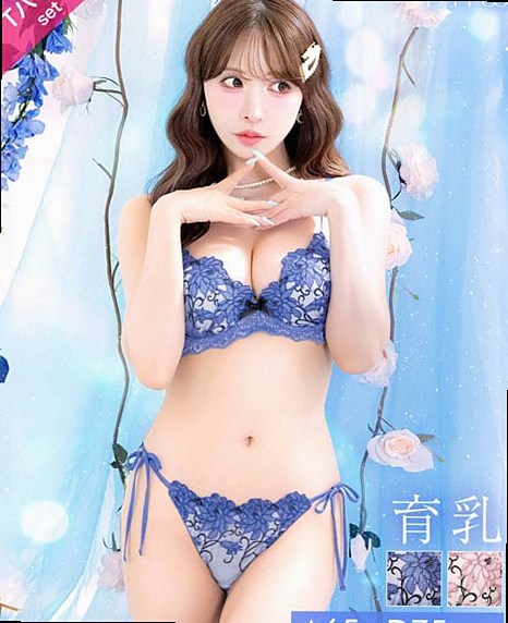 プレシャスフルール美胸脇高ブラジャー＆サイド紐バック透けTバックショーツ［大人気］