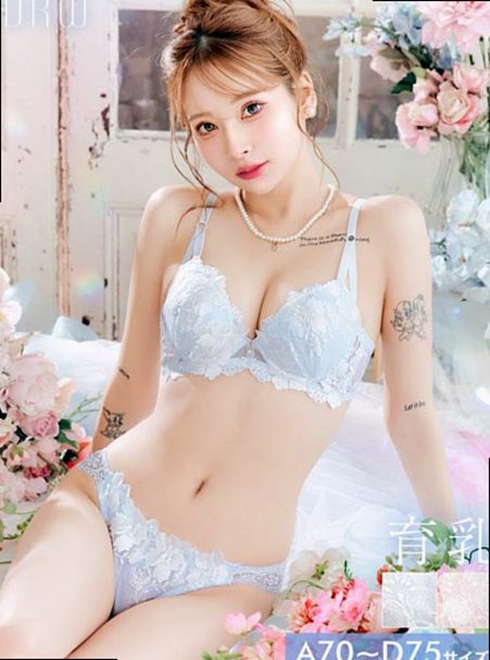 グラジオラスフラワーレース美胸脇高ブラジャー＆フルバックショーツ［大人気］